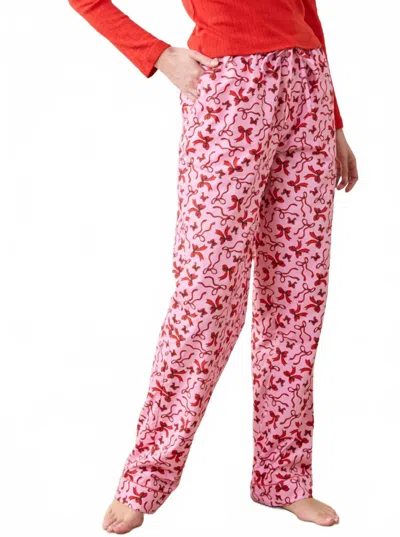 Printfresh Red Ribbons Pajama Pants In Pink Tinsel In Multi