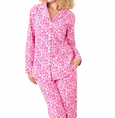 Printfresh Rhinestone Cowgir Long Sleep Set In Party Pink