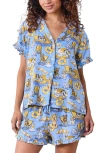 Printfresh Ruffle Satin Pajamas In Blue