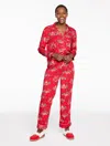 Printfresh Satin Long Sleep Set - Fox Friends - Red - Large Talbots In Red