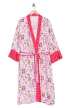 Printfresh Satin Robe In Lucky Pink