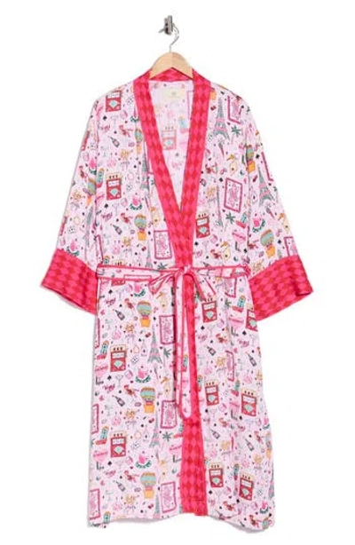 Printfresh Satin Robe In Lucky Pink