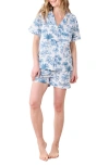Printfresh Short Organic Cotton Pajamas Set In Blue
