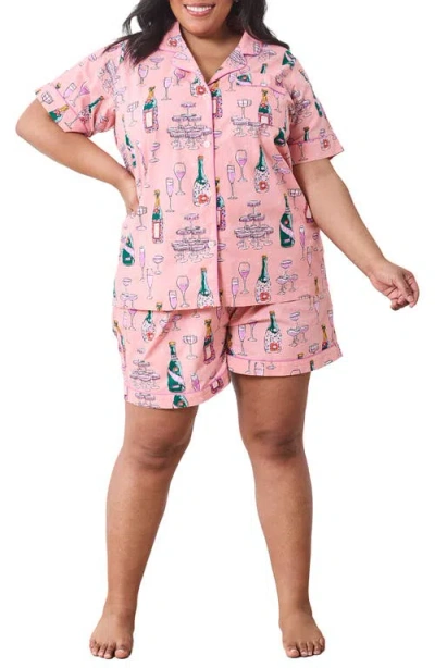 Printfresh Short Organic Cotton Pajamas Set In Pink