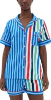 Printfresh Short Pajama Set Gift Wrapping/nautical Stripe In Multi