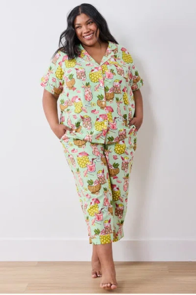 Printfresh Short Sleeve Top & Cropped Pants Set In Multi