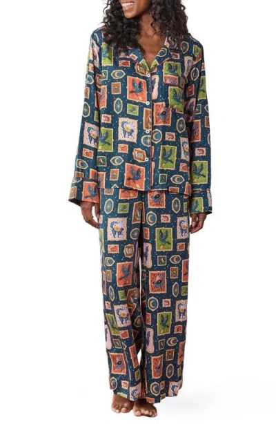 Printfresh Soho Satin Pajamas In Multi