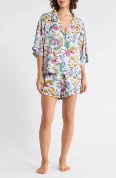 Printfresh Sweet Dreams Satin Short Sleeve Pajamas In Gray