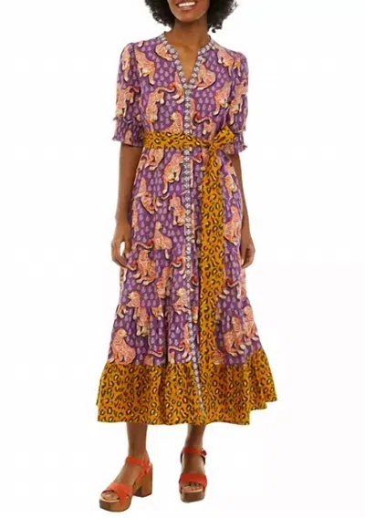 Printfresh Tiger Queen Grand Entrance Dress In Purple/black/brown In Multi