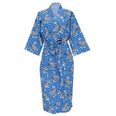 Printfresh Tiger Queen Robe Cornflower In Blue
