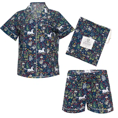 Printfresh Unicorn's Garden Short Sleep Set Indigo In Blue