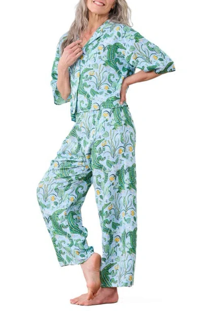 Printfresh Wildest Dreams Satin Pajamas In Blue