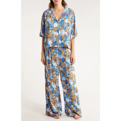 Printfresh Wildest Dreams Satin Pajamas In Brown