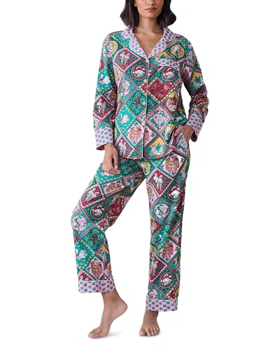 Printfresh Winter Holly Bagheera Cotton Flannel Pajama Set In Multi
