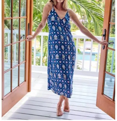 Printfresh Women's Eco Satin Nightime Dress In Navy In Multi