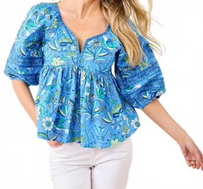 Printfresh Women's Jasmine Garden Blouse In Blue