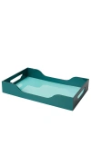 Printworks Large Swell Lacquered Tray In Turquoise & Green