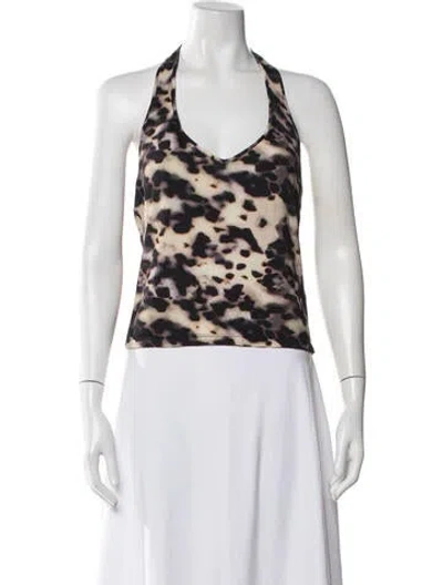 Pre-owned Priscavera Animal Print Halterneck Top W/ Tags In Multicolor