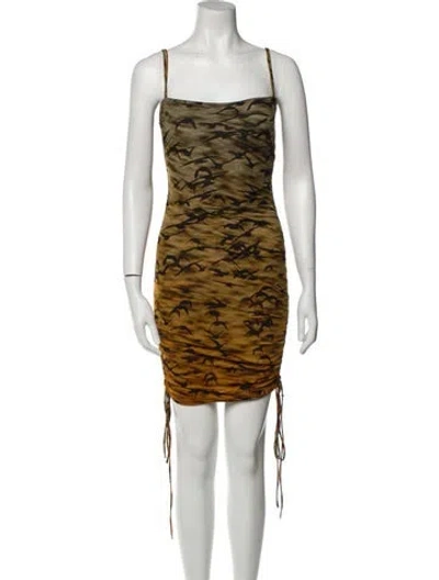 Pre-owned Priscavera Animal Print Mini Dress In Brown