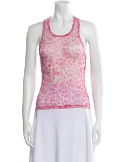 Pre-owned Priscavera Animal Print Scoop Neck Top W/ Tags In Pink