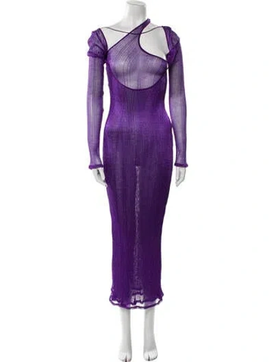 Pre-owned Priscavera Asymmetrical Mini Dress In Purple