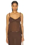 Priscavera Chiffon Cami Top In Chocolate