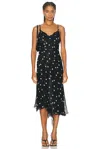 Priscavera Cowl Neck Midi Dress In Polka Dots