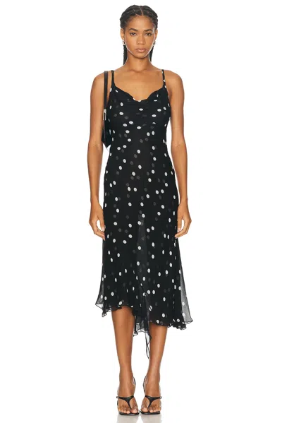 Priscavera Cowl Neck Midi Dress In Polka Dots