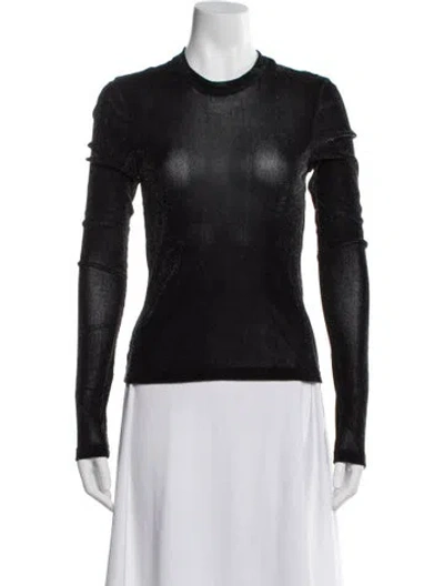 Pre-owned Priscavera Crew Neck Long Sleeve Top In Black