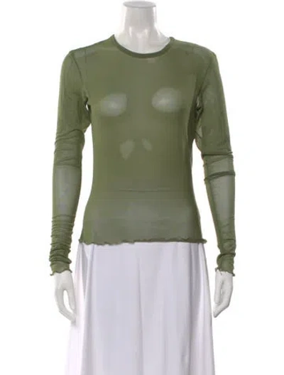 Pre-owned Priscavera Crew Neck Long Sleeve Top In Green