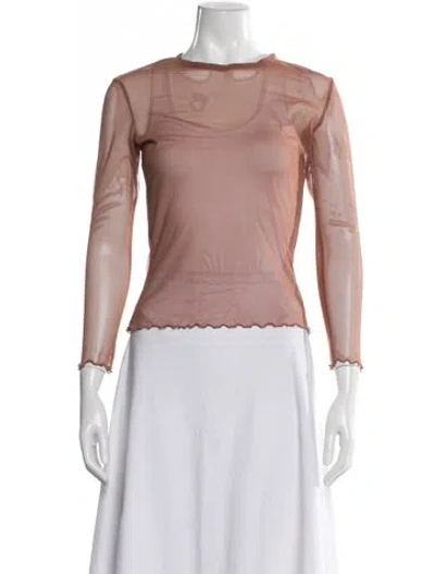 Pre-owned Priscavera Crew Neck Long Sleeve Top In Pink