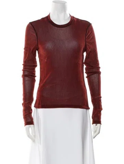 Pre-owned Priscavera Crew Neck Long Sleeve Top W/ Tags In Orange