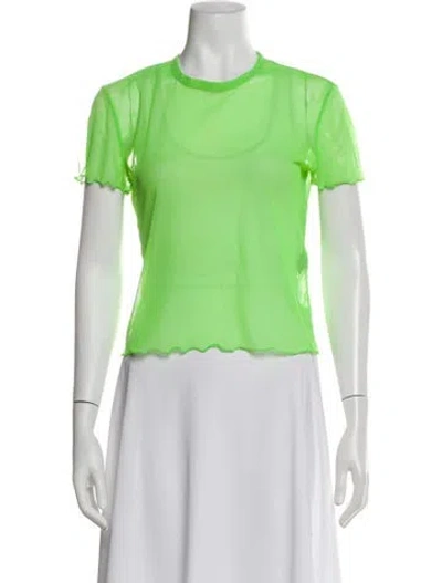 Pre-owned Priscavera Crew Neck Short Sleeve Top In Green