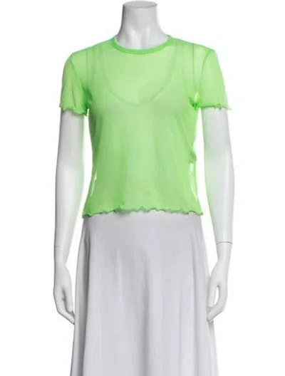 Pre-owned Priscavera Crew Neck Short Sleeve Top In Green