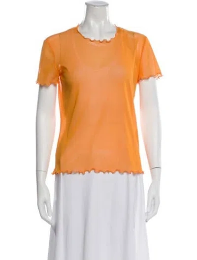Pre-owned Priscavera Crew Neck Short Sleeve Top In Orange