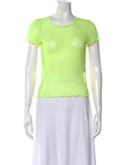 Pre-owned Priscavera Crew Neck Short Sleeve Top In Yellow