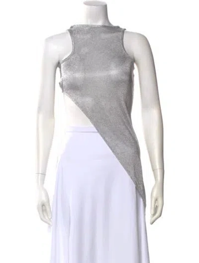 Pre-owned Priscavera Crew Neck Sleeveless Top W/ Tags In Silver