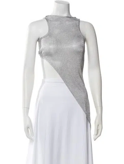 Pre-owned Priscavera Crew Neck Sleeveless Top W/ Tags In Silver