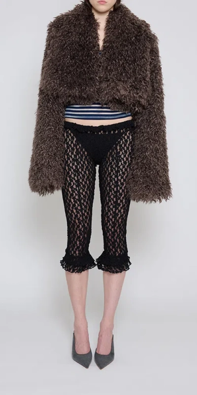 Priscavera Cropped Jacket Espresso In Brown