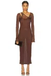 Priscavera Double Layer Maxi Dress In Bronze