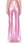 Priscavera Fitted Flared Pant In Metallic Pink