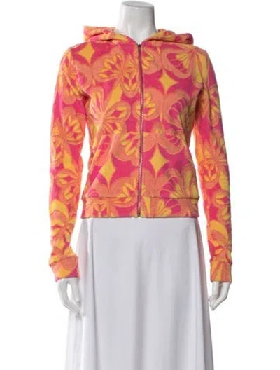 Pre-owned Priscavera Floral Print Jacket W/ Tags In Orange