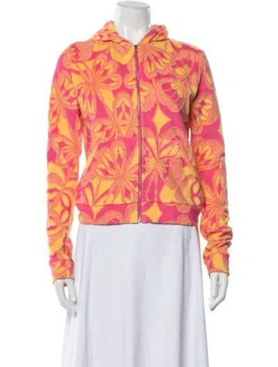 Pre-owned Priscavera Floral Print Jacket W/ Tags In Orange