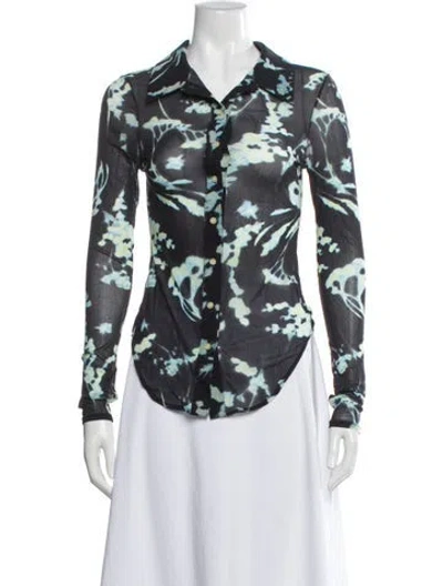 Pre-owned Priscavera Floral Print Long Sleeve Blouse In Multi