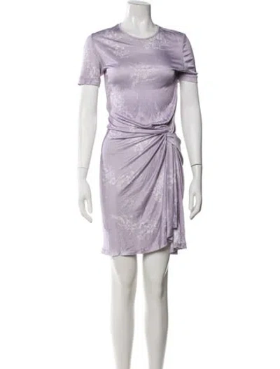 Pre-owned Priscavera Floral Print Mini Dress In Purple