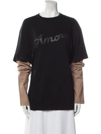 Pre-owned Priscavera Graphic Print Crew Neck Sweatshirt W/ Tags In Black