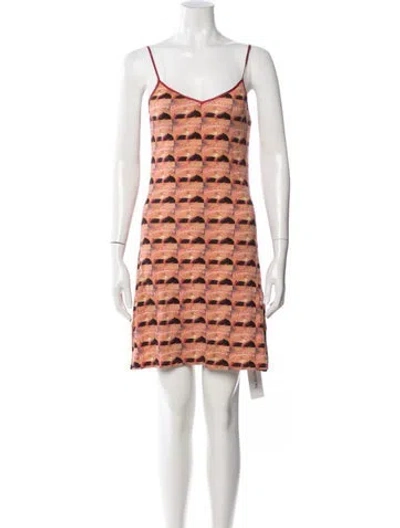 Pre-owned Priscavera Graphic Print Mini Dress In Orange