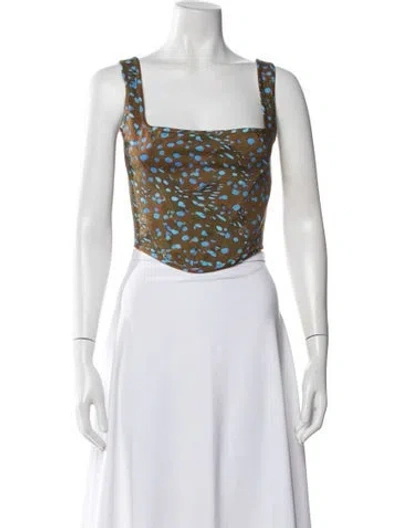 Pre-owned Priscavera Graphic Print Square Neckline Top W/ Tags In White