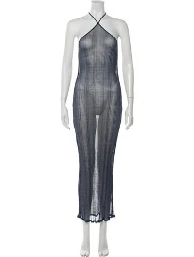 Pre-owned Priscavera Halterneck Long Dress In Blue
