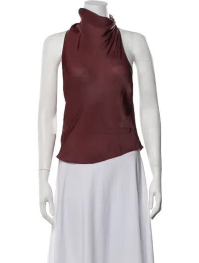 Pre-owned Priscavera Halterneck Sleeveless Top In Burgundy